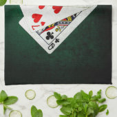 ブラックジャック21ポイント – クイーン、7、4 キッチンタオル (折り畳み)