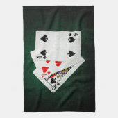 ブラックジャック21ポイント – クイーン、7、4 キッチンタオル (縦)