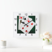 ブラックジャック21点 – クイーン、6、5 スクエア壁時計 (ホーム)