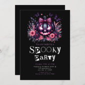 ブラックジャックOランタンミニマルモダンリストハロウィーン 招待状 (正面/裏面)