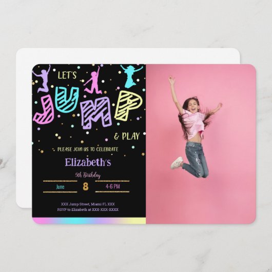ブラックジャンプ誕生日写真招待状 招待状 (正面/裏面)