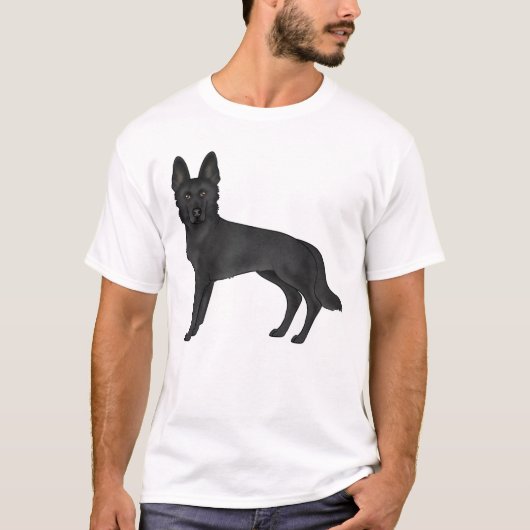 ブラックジャーマンシェパードのイラスト Tシャツ (正面)