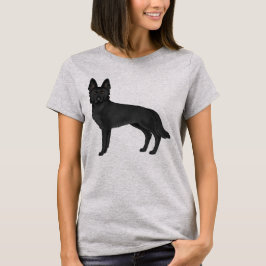 ブラックジャーマンシェパード かわいい漫画風の犬のイラスト Tシャツ