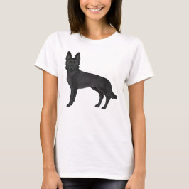ブラックジャーマンシェパード かわいい漫画風の犬のイラスト Tシャツ