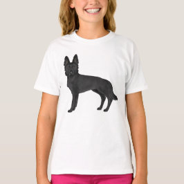 ブラックジャーマンシェパード GSD ヒアリングドッグ デザイン Tシャツ