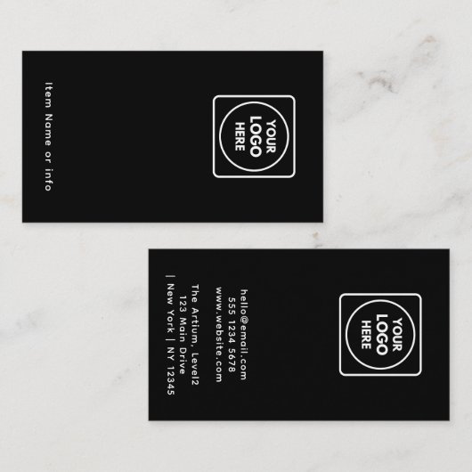 ブラックジュエリーイヤリング表示カード | カスタムロゴ 名刺 (正面/裏面)