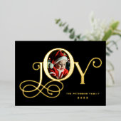ブラックジョイ フォト リアル ゴールド ホリデー カード (立ち正面)