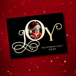ブラックジョイ フォト リアル ゴールド ホリデー カード
