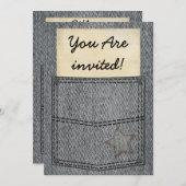ブラックジーンズポケットパーティの招待状 招待状 (正面/裏面)