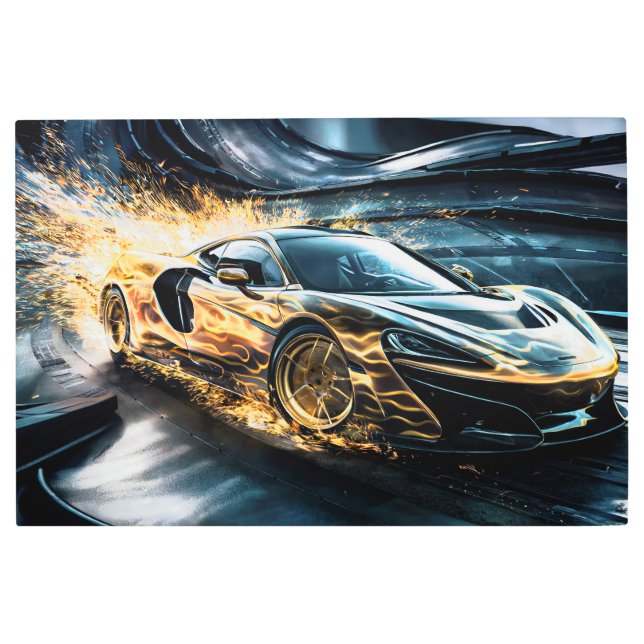 ブラックスお洒落ポーツカー#6 メタルプリント (正面)