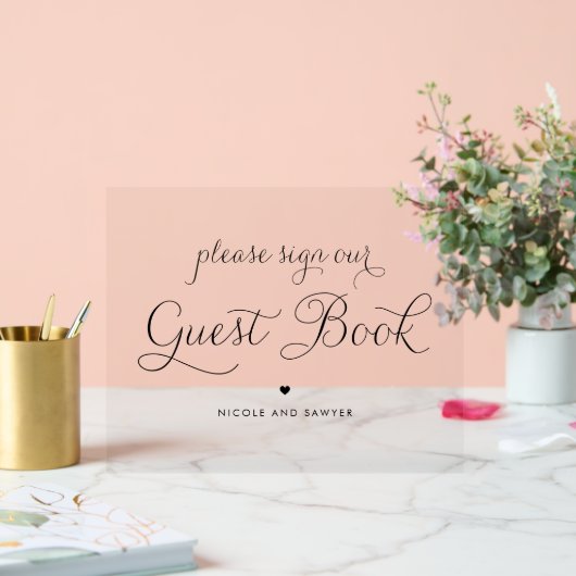 ブラックスウィート書結婚道のゲストブック アクリルサイン (ウェディング)