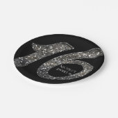 ブラックスウィート16シルバーグリッターグラムバースデーパーティー ペーパープレート (アングル)