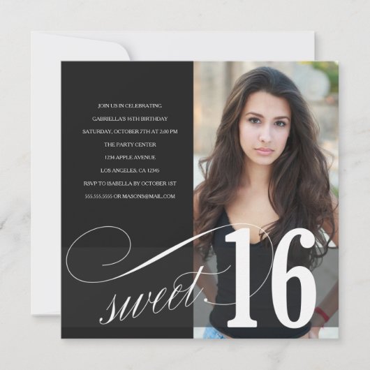 ブラックスウィート16パーティの招待状 招待状 (正面)
