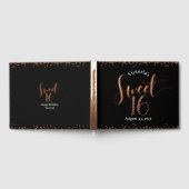 ブラックスウィート16誕生日グラム実在バラゴールドフォイル ゲストブック (全面)