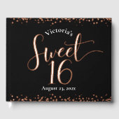 ブラックスウィート16誕生日グラム実在バラゴールドフォイル ゲストブック (正面)