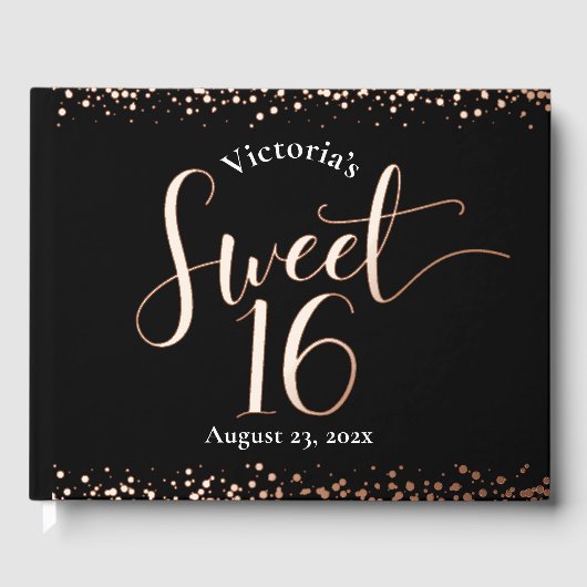 ブラックスウィート16誕生日グラム実在バラゴールドフォイル ゲストブック (正面)