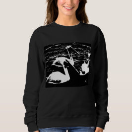 ブラックスウェットシャツに白いペリカン スウェットシャツ