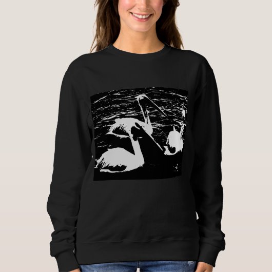 ブラックスウェットシャツに白いペリカン スウェットシャツ (正面)