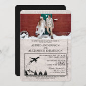 ブラックスウェーデンパスポート結婚式招待状 招待状 (正面/裏面)