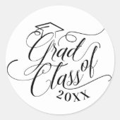 ブラックスエレガントクリプトのタイポグラフィックのGrad Capクラス ラウンドシール (正面)