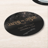 ブラックスエレガントテームパンク結婚ズ ラウンドペーパーコースター (アングル)