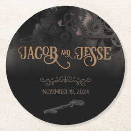 ブラックスエレガントテームパンク結婚ズ ラウンドペーパーコースター