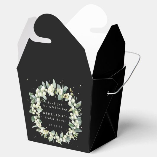 ブラックスエレガントノーベリー+ユーカリブライダルシャワー フェイバーボックス (オープン)