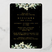 ブラックスエレガントノーベリー+ユーカリブライダルシャワー 箔招待状 (正面)