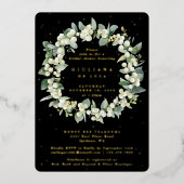 ブラックスエレガントノーベリー+ユーカリブライダルシャワー 箔招待状 (正面)