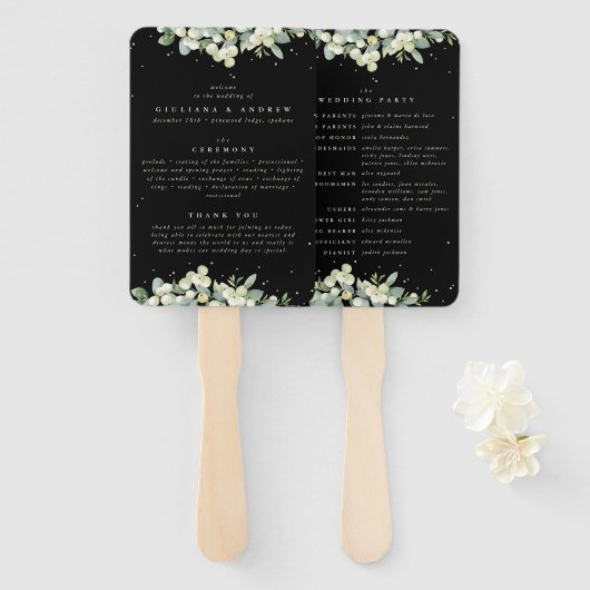 ブラックスエレガントノーベリー+ユーカリ冬の結婚式 ハンドファン (正面&裏面)