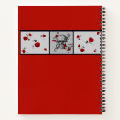 ブラックスカルとレッドローズパーソナライズされたノート ノートブック (裏面)