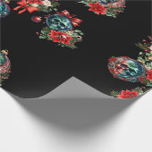 ブラックスカルオーナメントクリスマスラッピング紙 ラッピングペーパー (角)