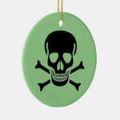 ブラックスカルグリーンラウンドセラミックオーナメント2面 セラミックオーナメント (右)