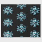 ブラックスカルスノーフレーククリスマスラッピング紙 ラッピングペーパー (フラット)