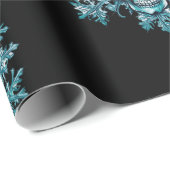 ブラックスカルスノーフレーククリスマスラッピング紙 ラッピングペーパー (ロールコーナー)