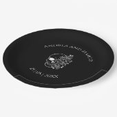 ブラックスカルハロウィンゴシックウェディングシャワー ペーパープレート (アングル)