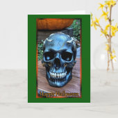 ブラックスカルハロウィーンカード カード (黄色い花)