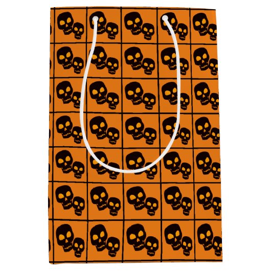 ブラックスカルハロウィーン ミディアムペーパーバッグ (正面)