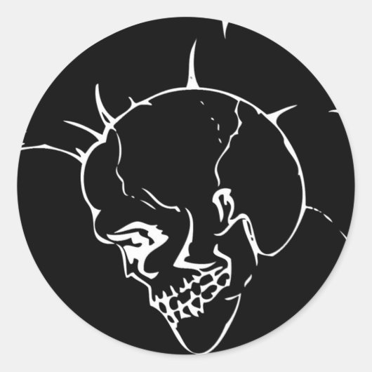 ブラックスカルパンクラウンドステッカー ラウンドシール (正面)