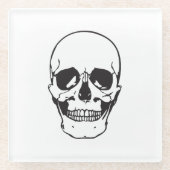 ブラックスカルラインスケッチ ガラスコースター (正面)