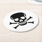 ブラックスカルラウンド紙飲み物用コースター ラウンドペーパーコースター (アングル)