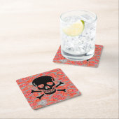 ブラックスカルラヴァ紙飲み物用コースター スクエアペーパーコースター (インサイチュ)