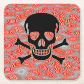 ブラックスカルラヴァ紙飲み物用コースター スクエアペーパーコースター (正面)