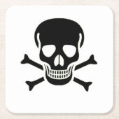 ブラックスカル紙飲み物用コースター スクエアペーパーコースター (正面)