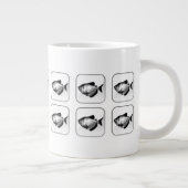 ブラックスカートテトラのスクエアボタン柄 ジャンボコーヒーマグカップ (右)