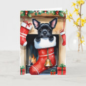 ブラックスキッパークドッグのクリスマスグリーティングカード カード (黄色い花)