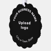 ブラックスキャロプ紙上のビジネスブランド オーナメントカード (左)