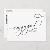 ブラックスクお洒落リプト婚約した日付の保存 案内ポストカード (正面/裏面)