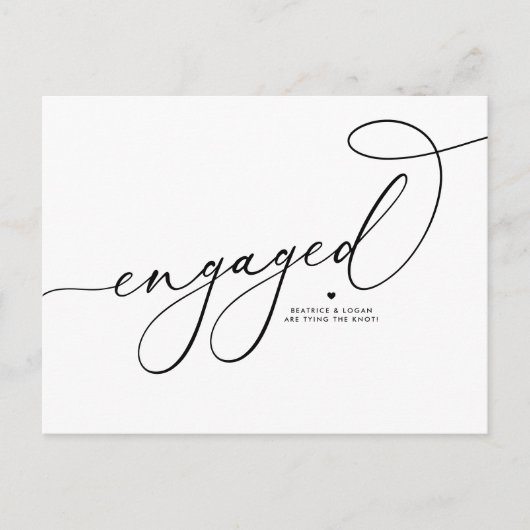 ブラックスクお洒落リプト婚約した日付の保存 案内ポストカード (正面)