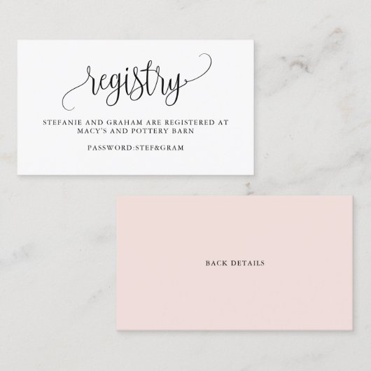 ブラックスクかわいらしリプト結婚のギフト登録カード 名刺 (正面/裏面)